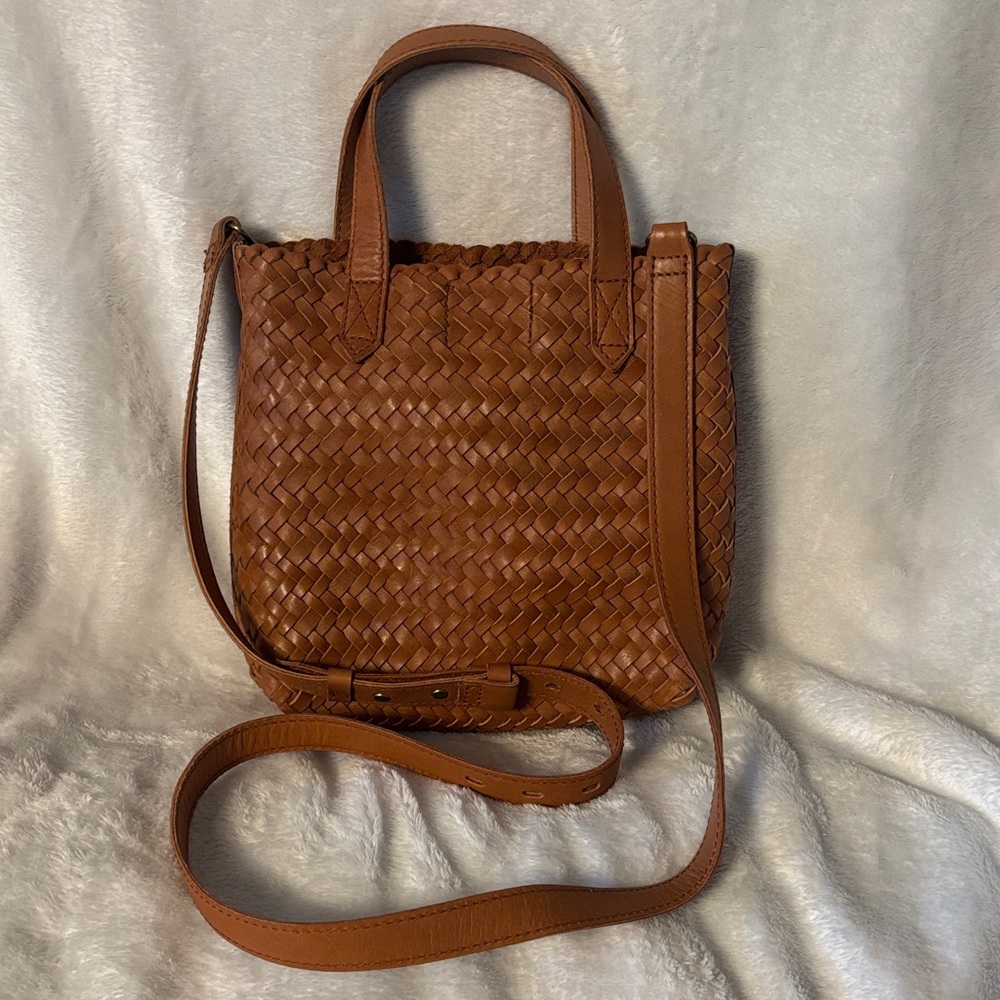 Madewell small Transport woven Crossbody Brown Woven Leather Tote